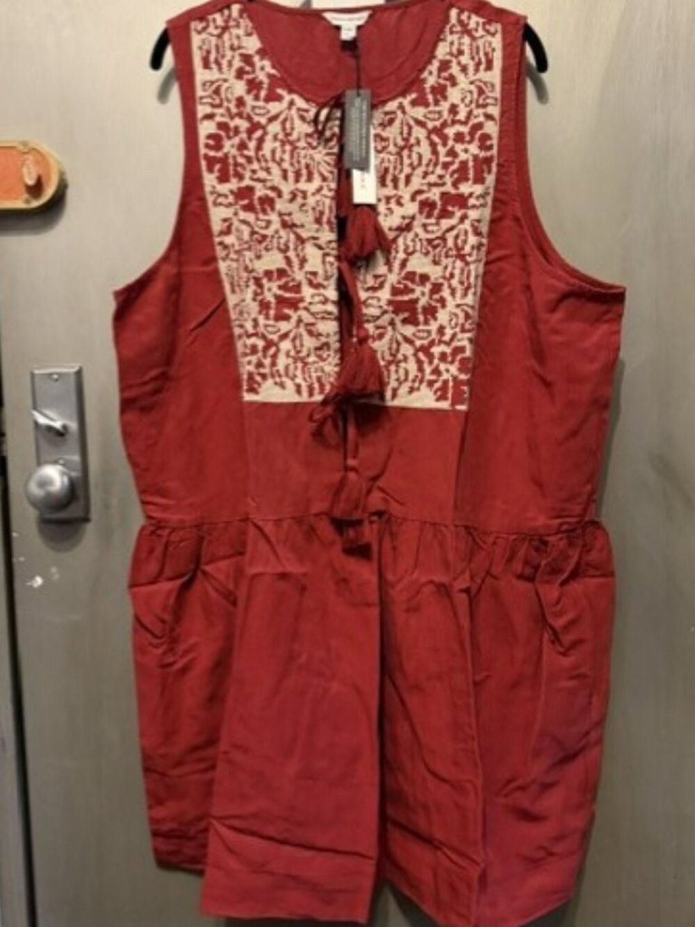 Retro Embroidered Tencel & Linen Mini Dress - Picture 5 of 16